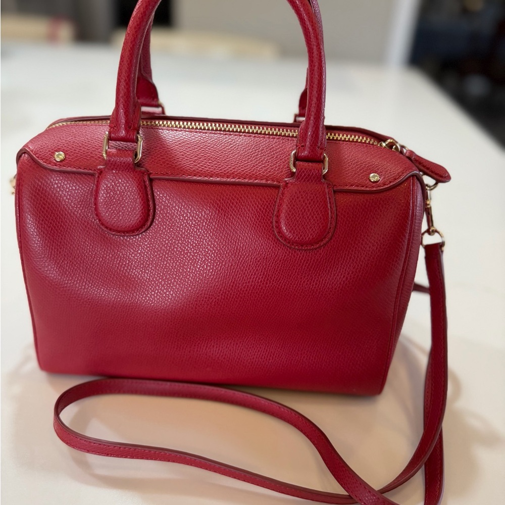 Coach Bright Red Leather Mini Bennett Satchel with Detachable Strap - Picture 2 of 8